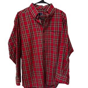 Club Room Men's Button Down Dress Shirt Size 16 1/2 Red & Green Plaid Holidays